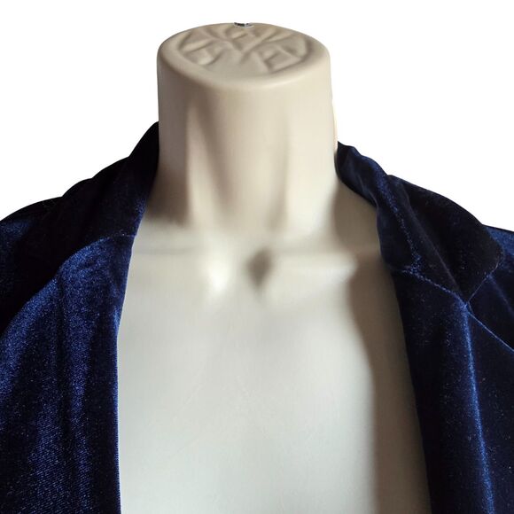 TAHARI Navy Blue Velvet Blazer Jacket | Single Button Formal Office Small (S) - Picture 5 of 13